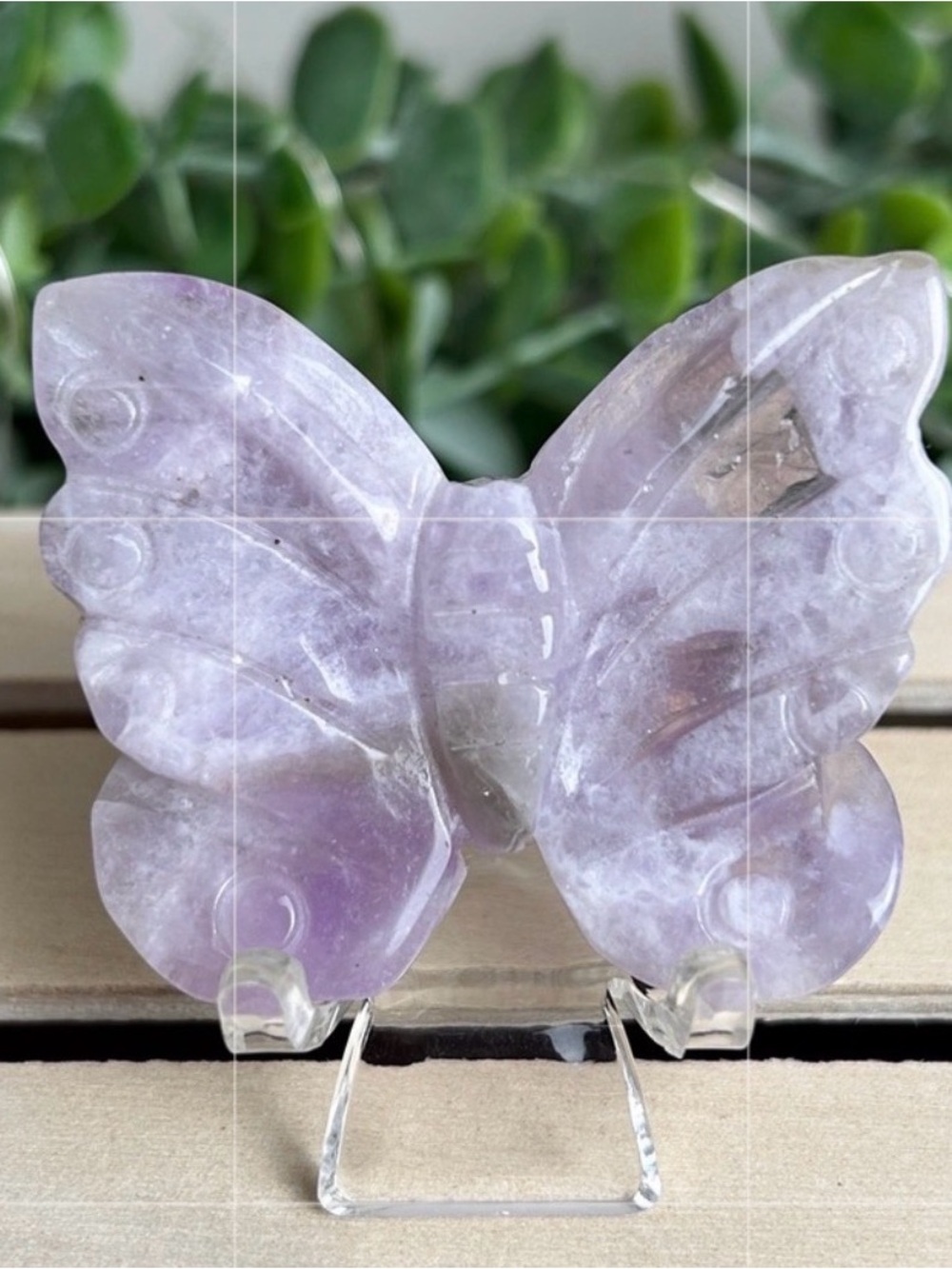 Chevron Amethyst Crystal Butterfly Carving